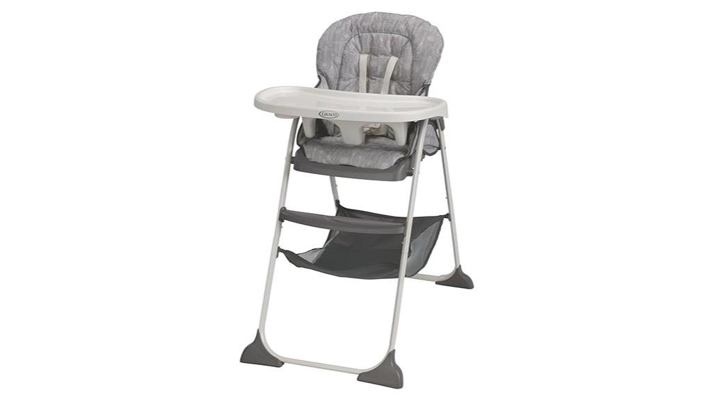 reclinable compact high chair with snacking
