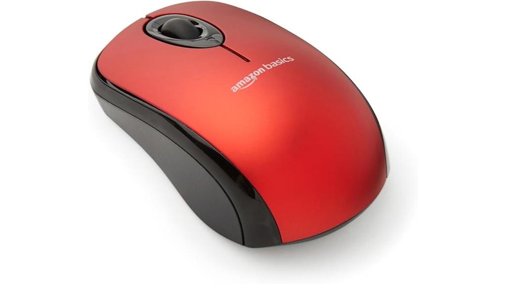 red wireless optical mouse