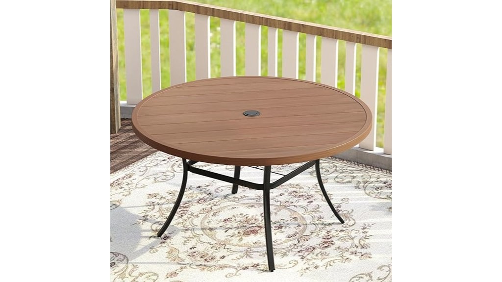 round patio table with umbrella