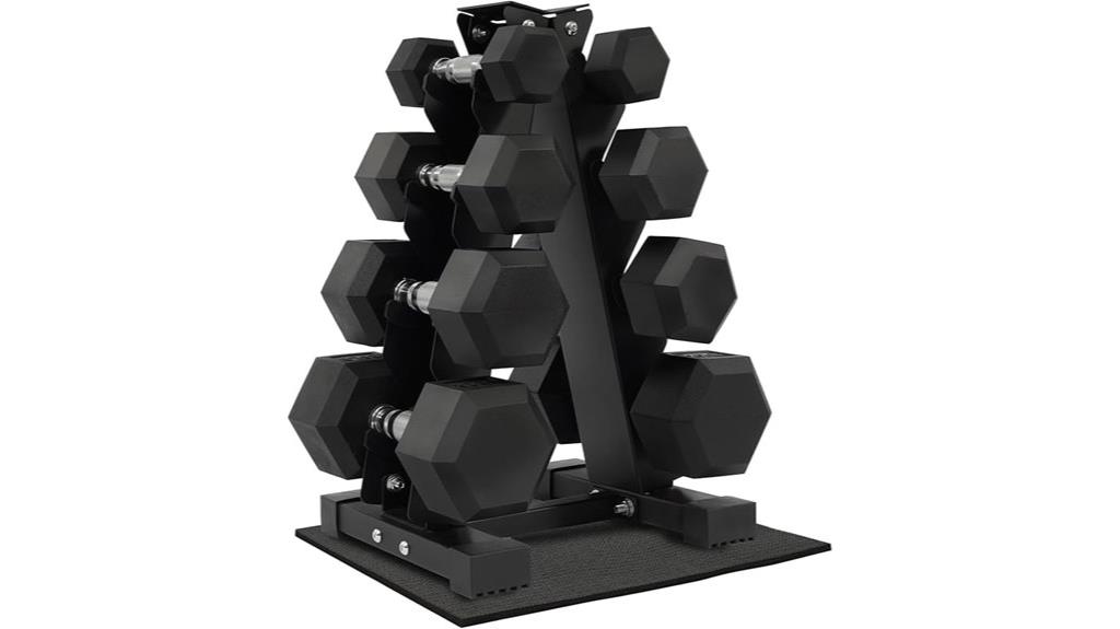 rubber coated hex dumbbell weight set