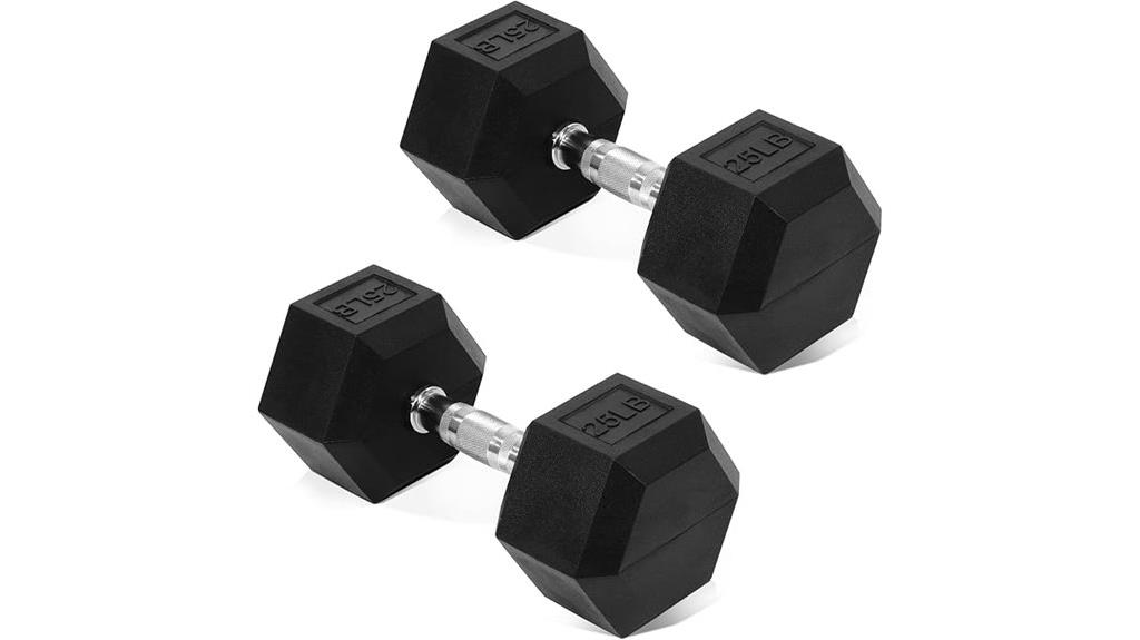 rubber coated hex dumbbells for fitness