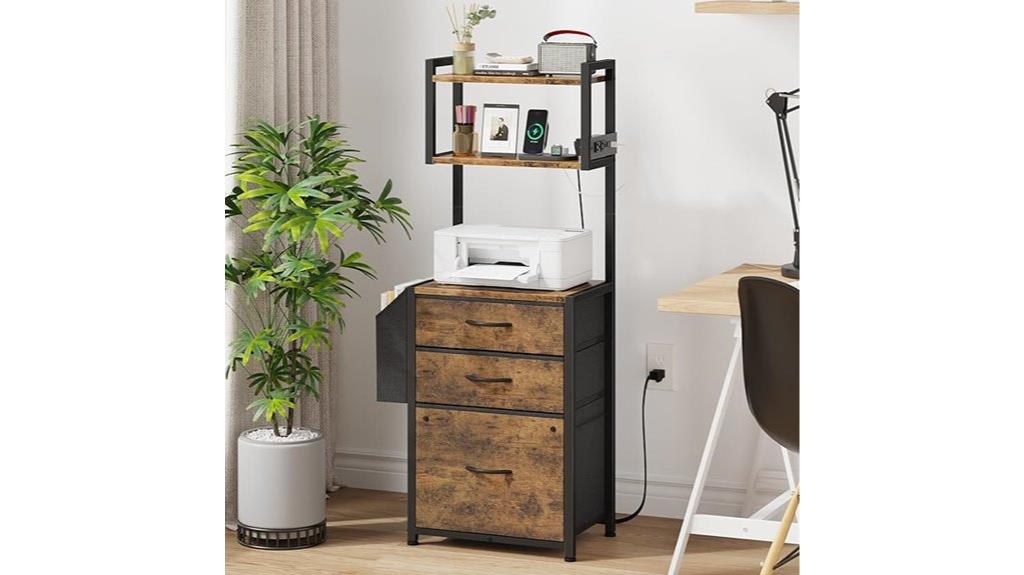 rustic brown file cabinet charger