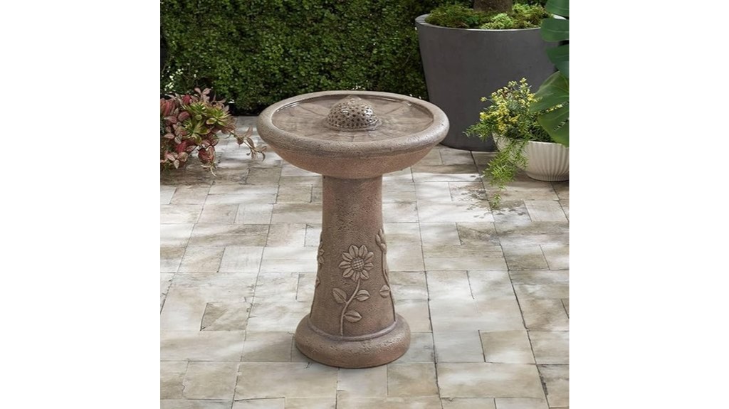 rustic outdoor cement fountain birds