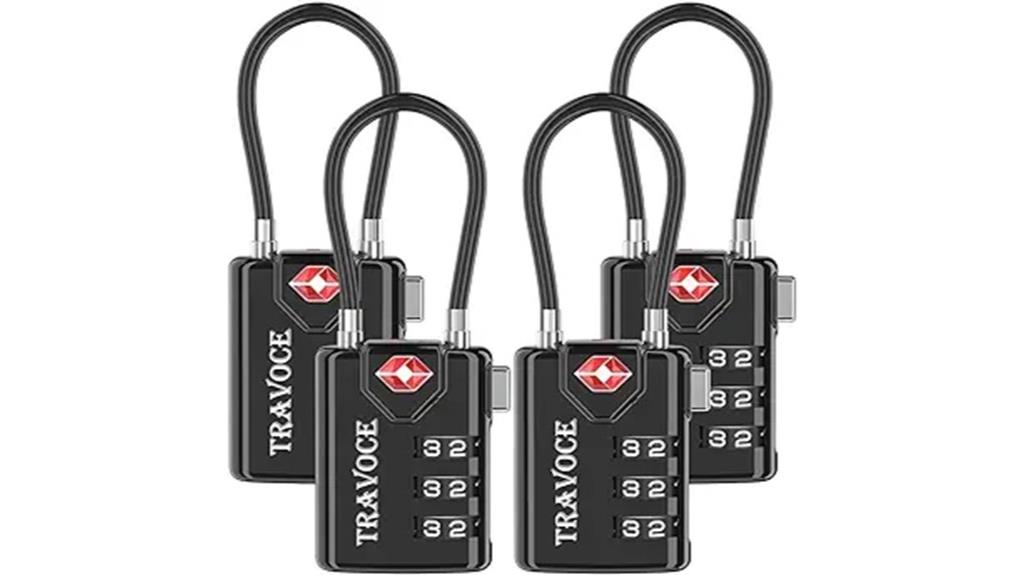 secure travel luggage combination cable locks