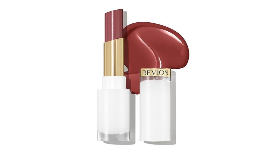 shiny reddish brown glossy lipstick