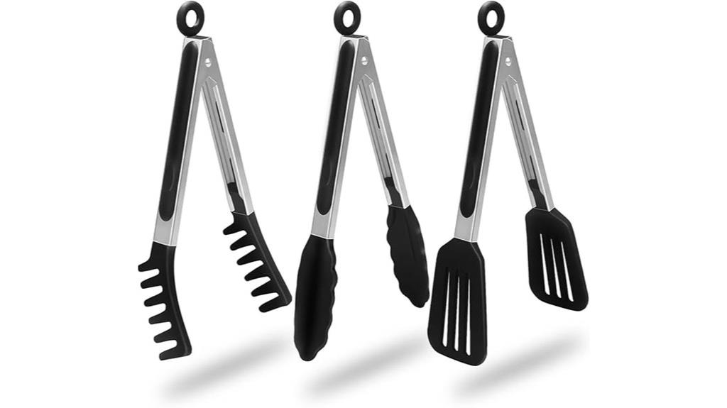 silicone cooking tongs in 3 pack