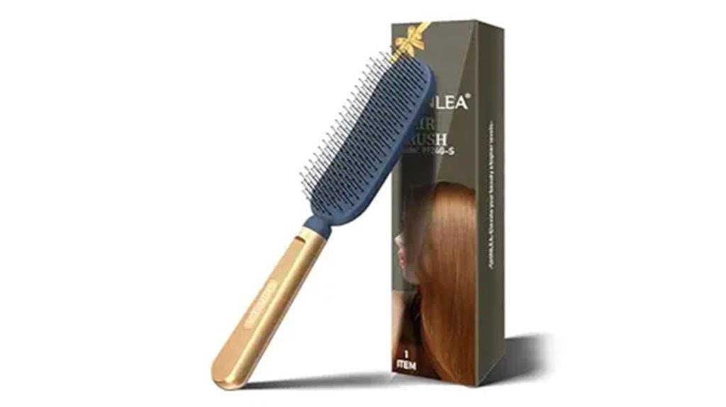 soft bristled slim gold handled hair brush