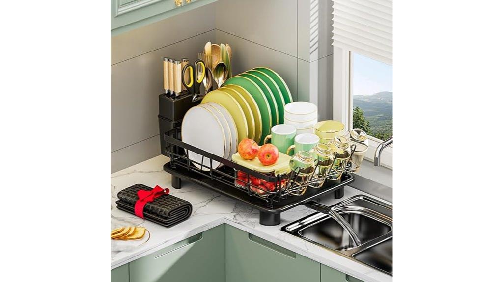 spacious kitchen dish drying rack