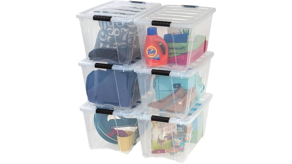 stackable clear plastic storage bins