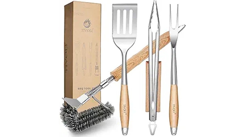 stainless steel barbecue utensil set