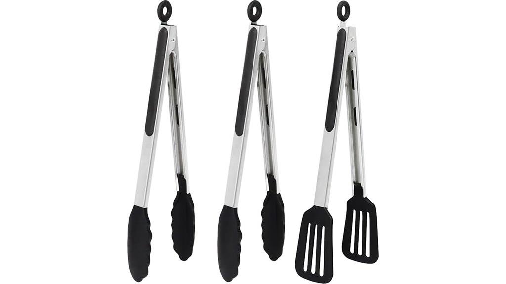stainless steel kitchen tongs set