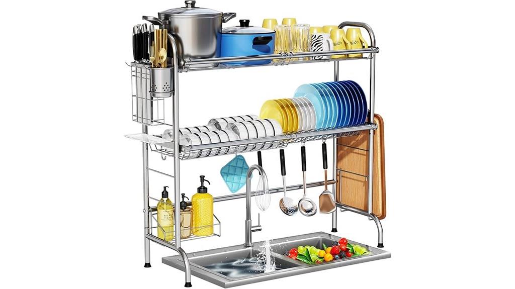 stainless steel over the sink dish rack