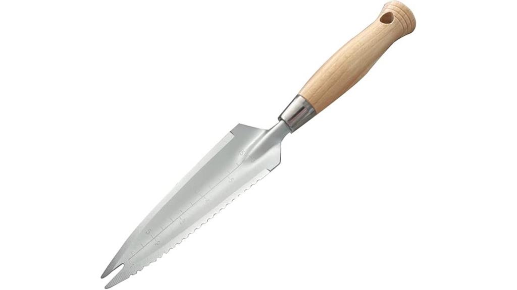 steel garden trowel with depth