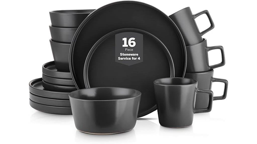 stoneware dinnerware set matte black