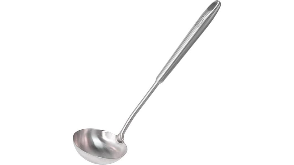 sturdy stainless steel soup ladle