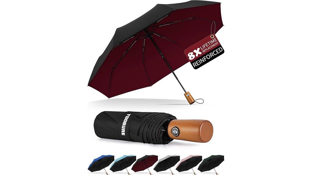 sturdy windproof travel wooden handled