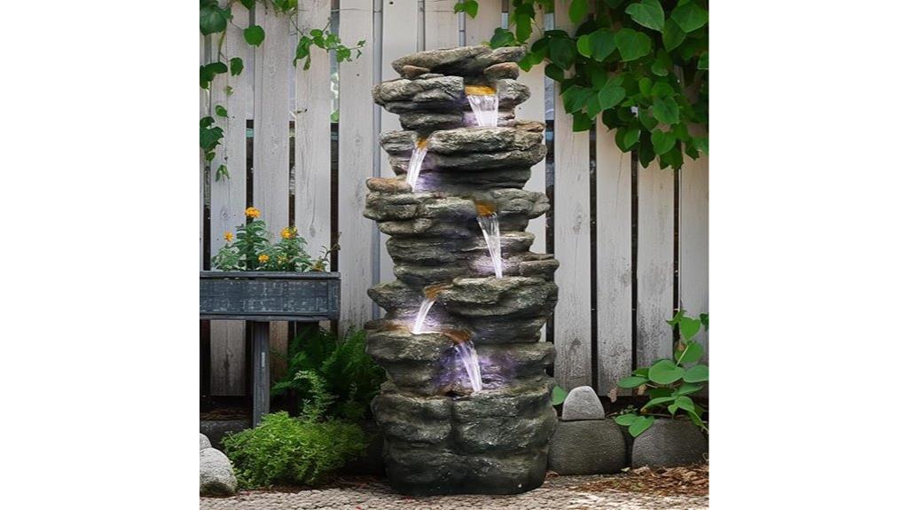 tiered outdoor cascading rock fountain