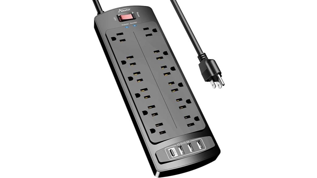 twelve outlets four usb ports