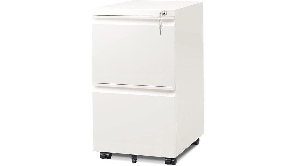 two drawer mobile cabinet