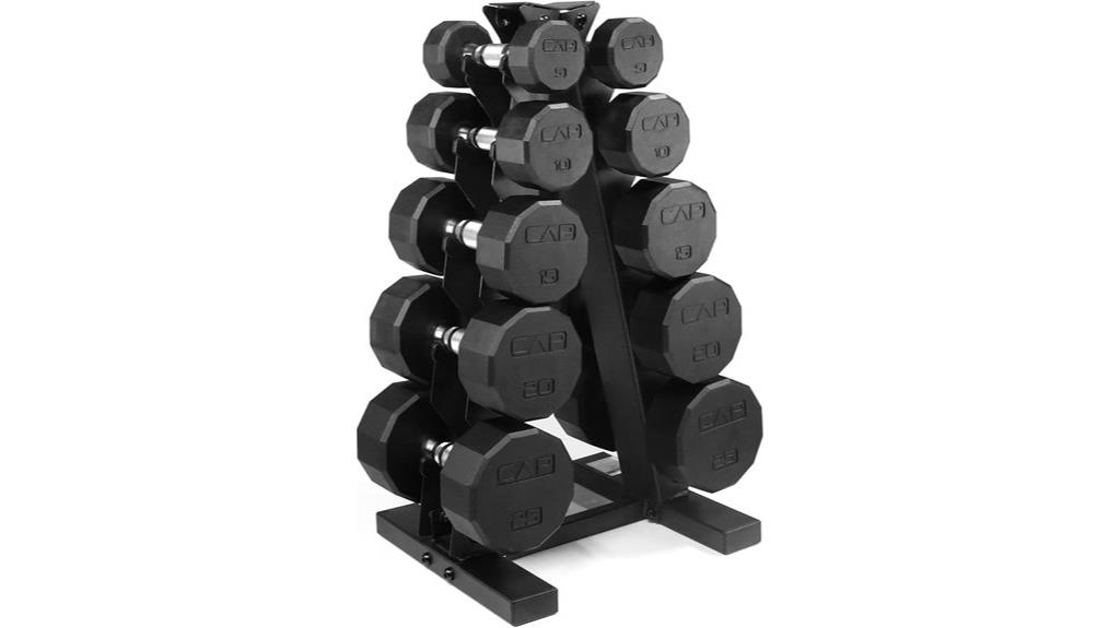 weightlifting dumbbell set with rack
