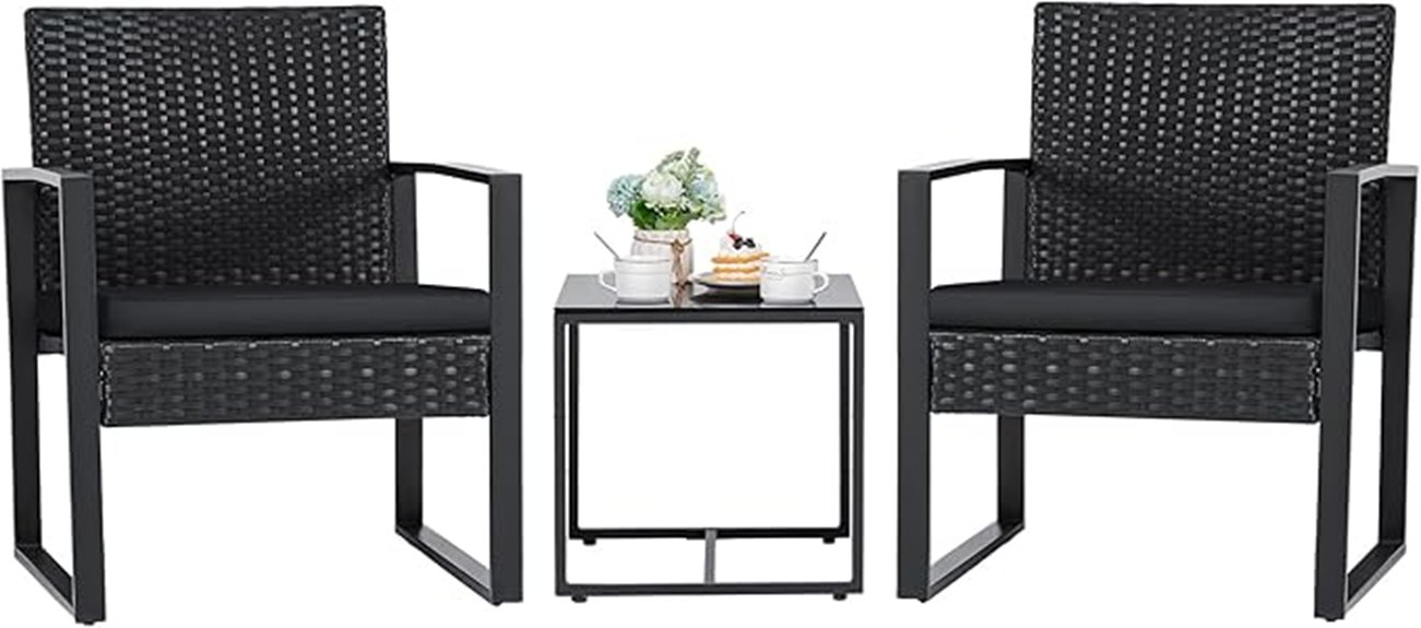 wicker patio furniture set black