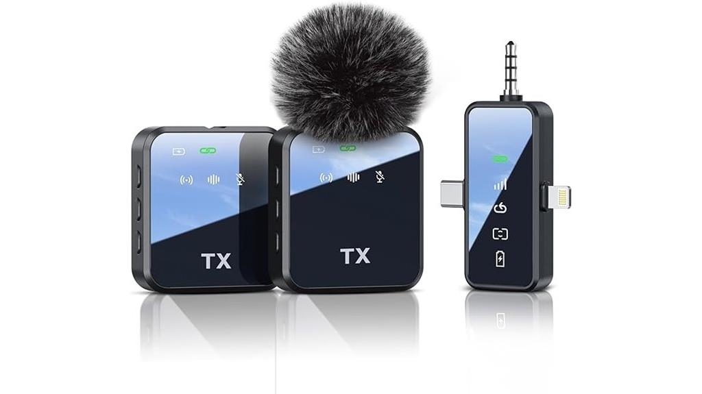 wireless lavalier microphone for smartphones and cameras
