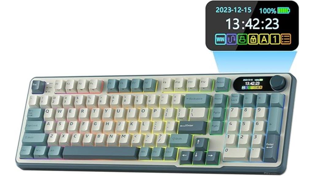 wireless mechanical keyboard with smart display and knob