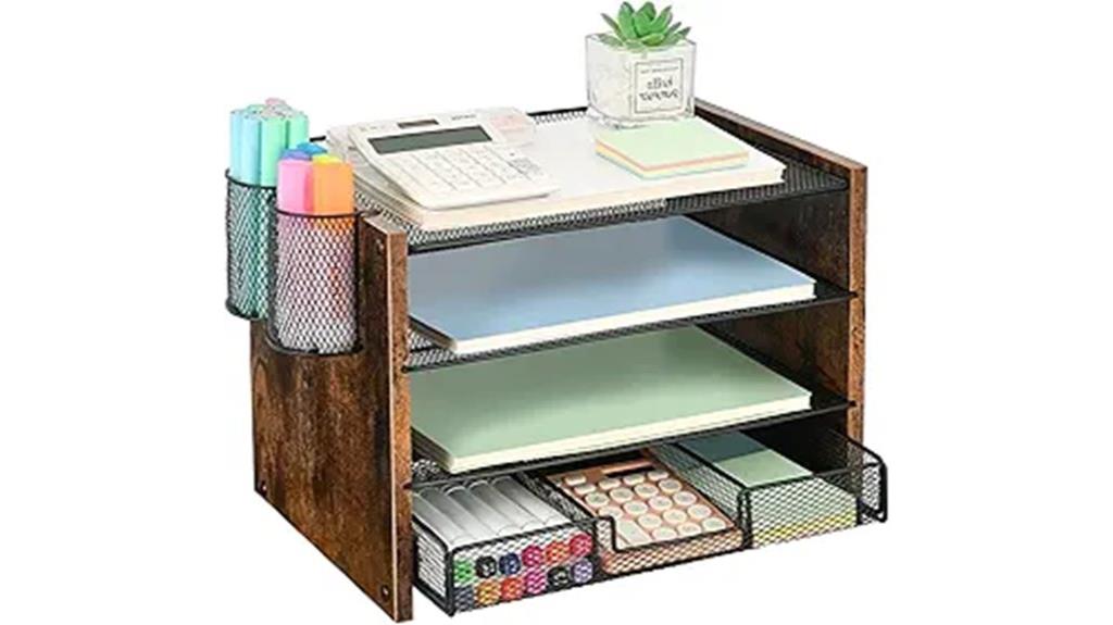 wooden desktop file organizer