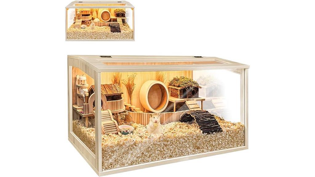 wooden hamster cage with acrylic