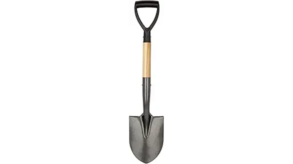 wooden handled gardening digging shovel