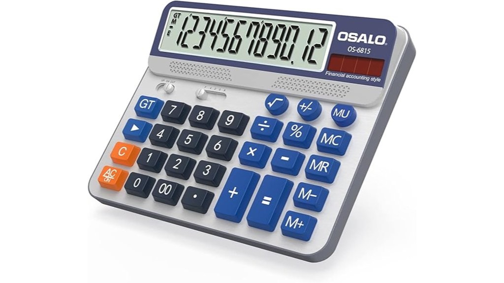 12 digit dual power desktop calculator