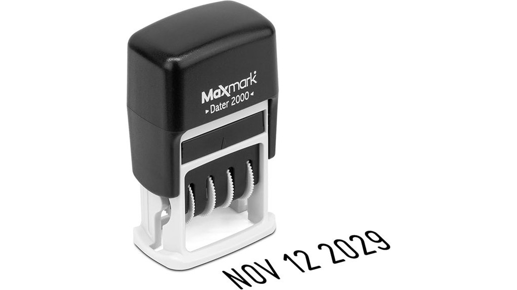 black self inking date stamp