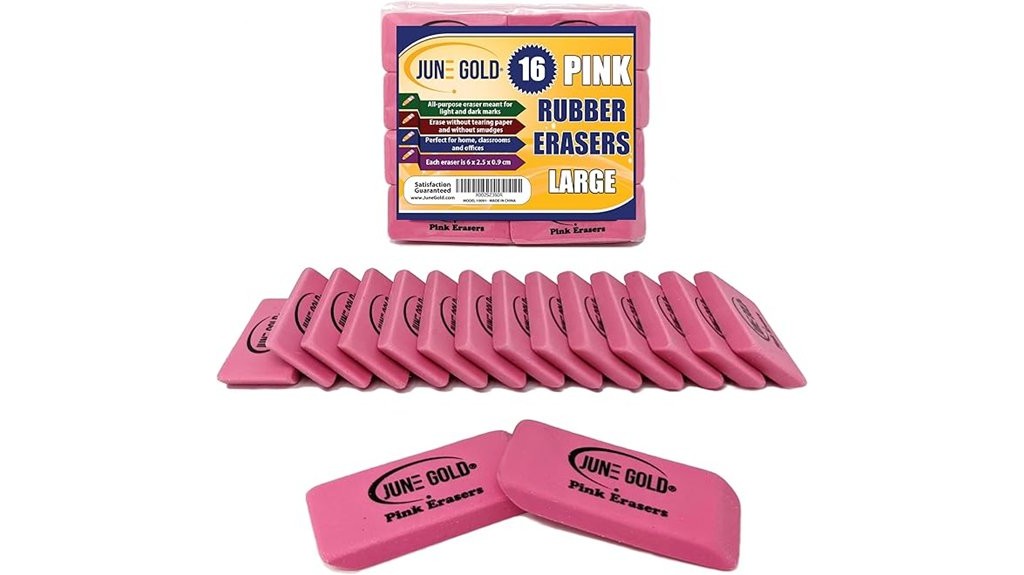 pink rubber erasers 16 pack