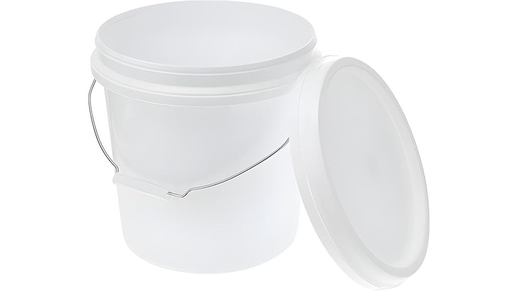 six white 2 gallon buckets