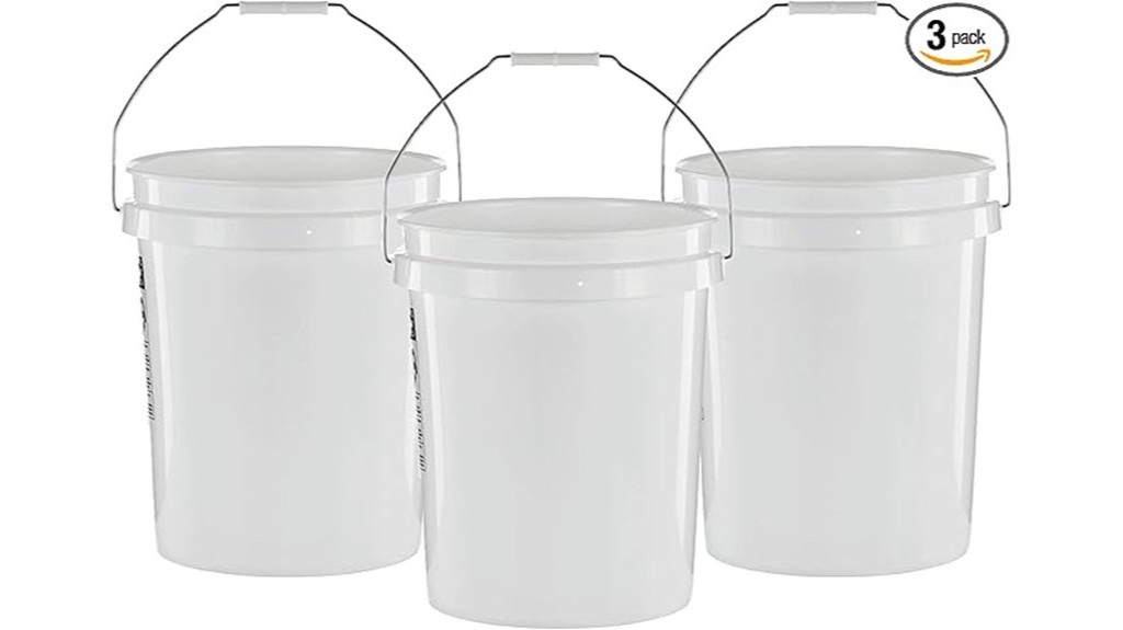 three 5 gallon buckets