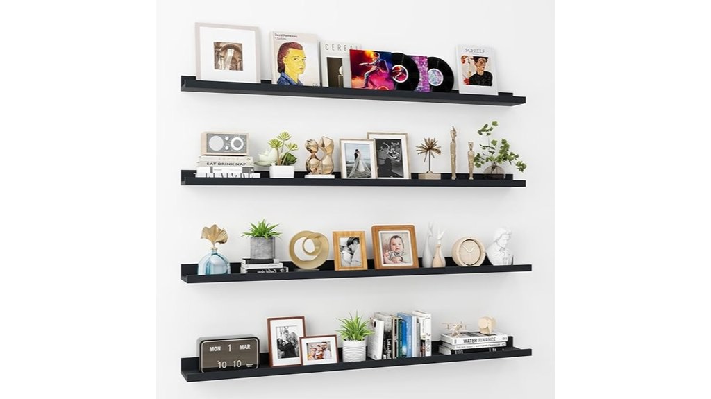 4 black floating shelves