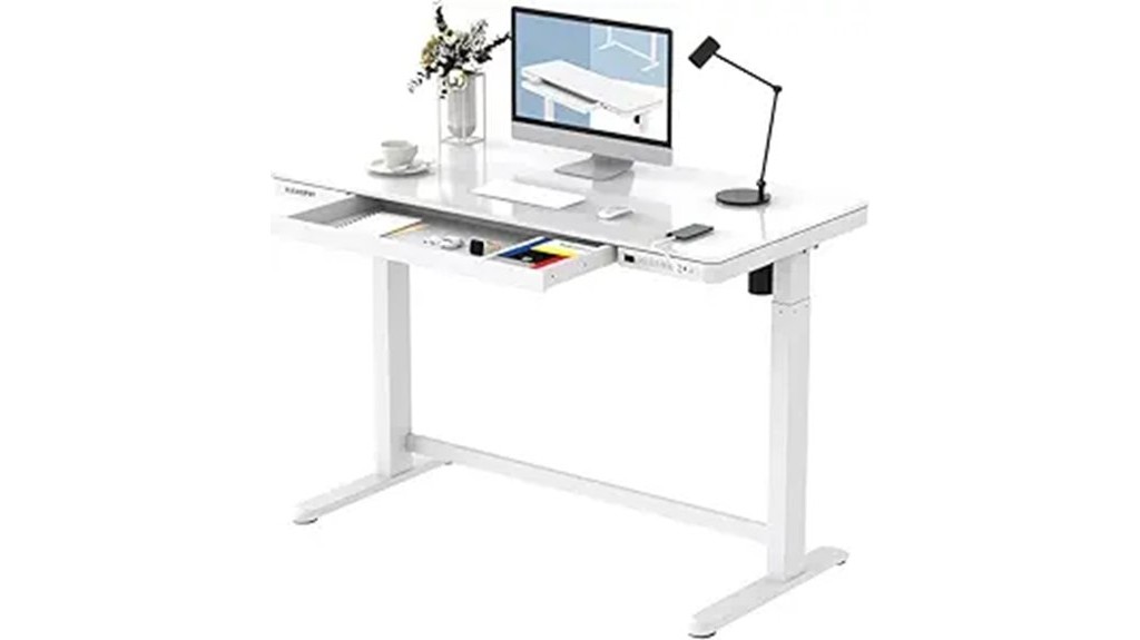 adjustable electric standing glass desk