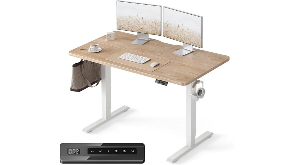 adjustable standing desk maple wood finish