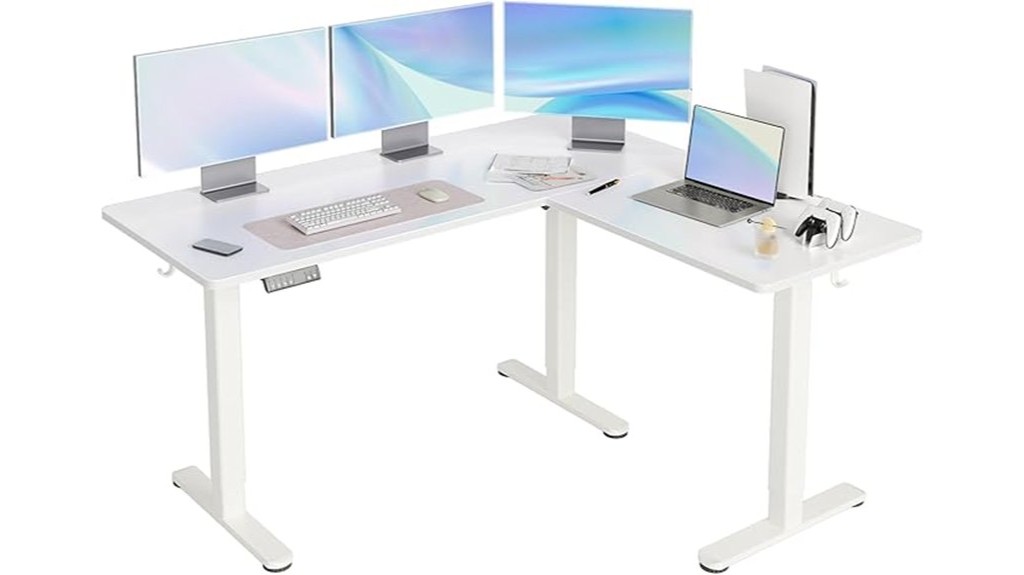 adjustable standing desk with l shape