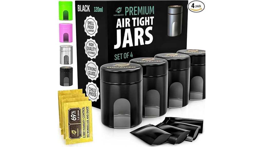 airtight humidity controlled glass storage jars
