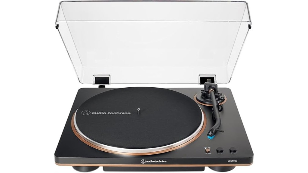 automatic turntable with bronze accents