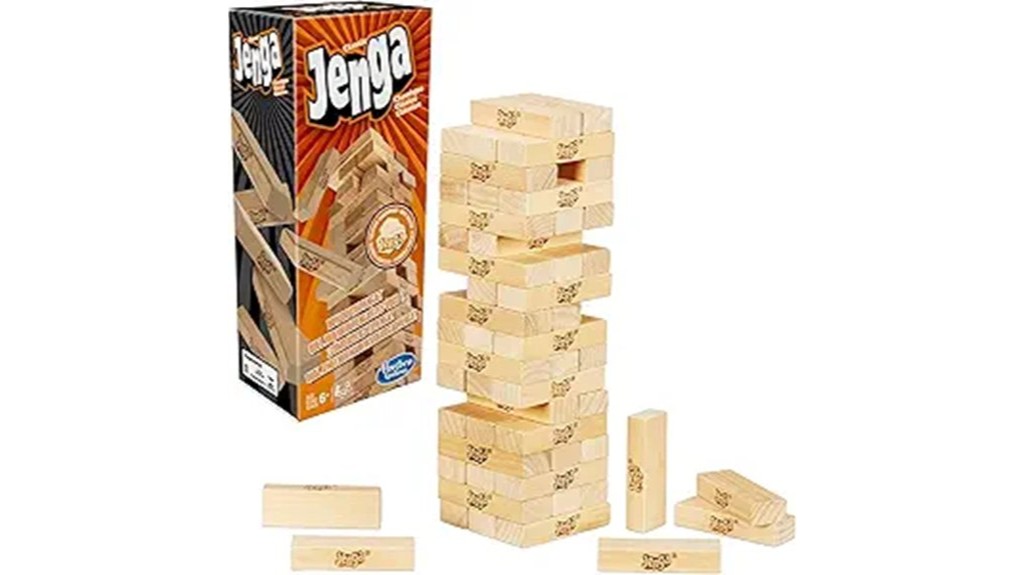 balancing wooden block tower game