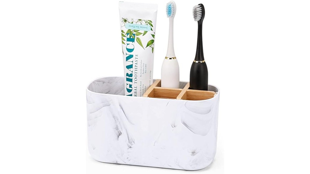 bamboo bathroom toothbrush holder slots