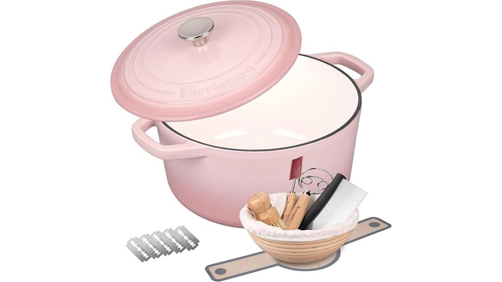 big colorful cast iron cookware