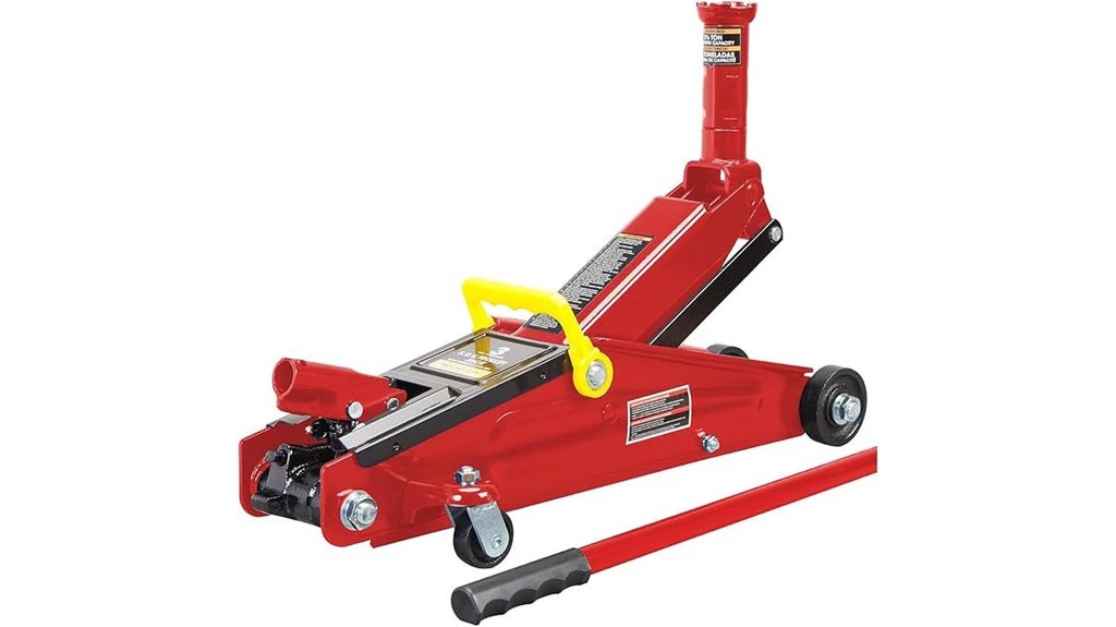 big red hydraulic trolley