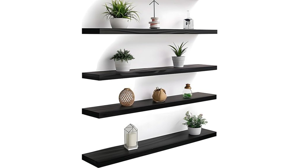 black wall shelves