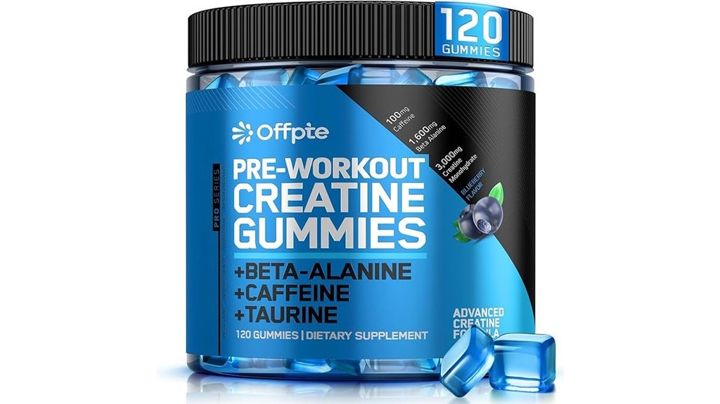 blueberry flavored pre workout gummy supplements