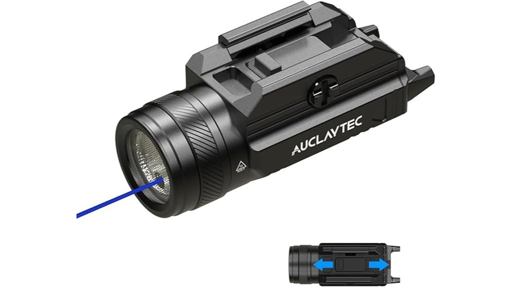 bright blue tactical flashlight combo