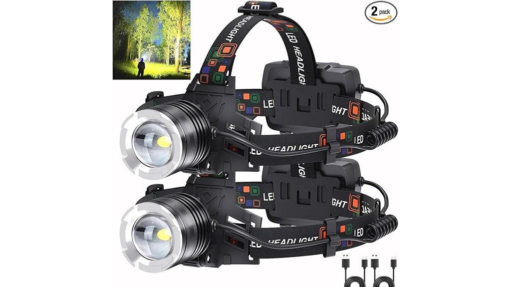 bright rechargeable led headlamps two pack