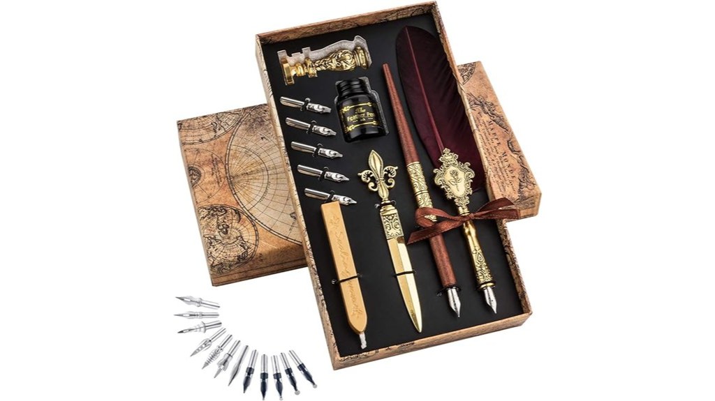 calligraphic quill dip pen set